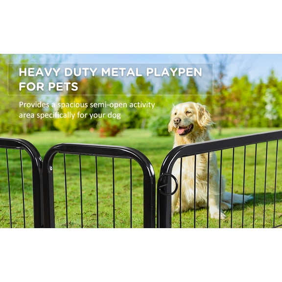 FDW Black 24 inch 4 Panel Folding Metal Portable Pet Playpen Heavy Duty Exercise Pen for Indoor Outdoor Yard Camping
