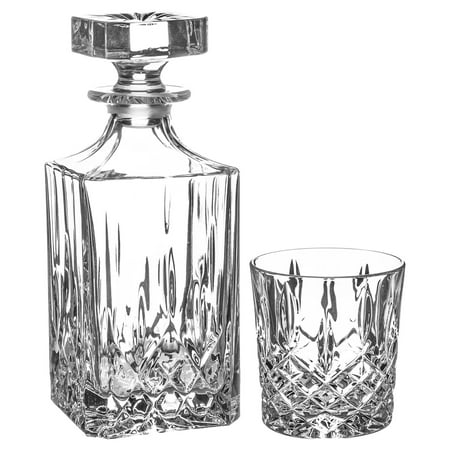 

RCR Crystal 5 Piece Orchestra Whisky Decanter & Glasses Set - Vintage Cut Glass Spirit Holder with Stopper - 750ml