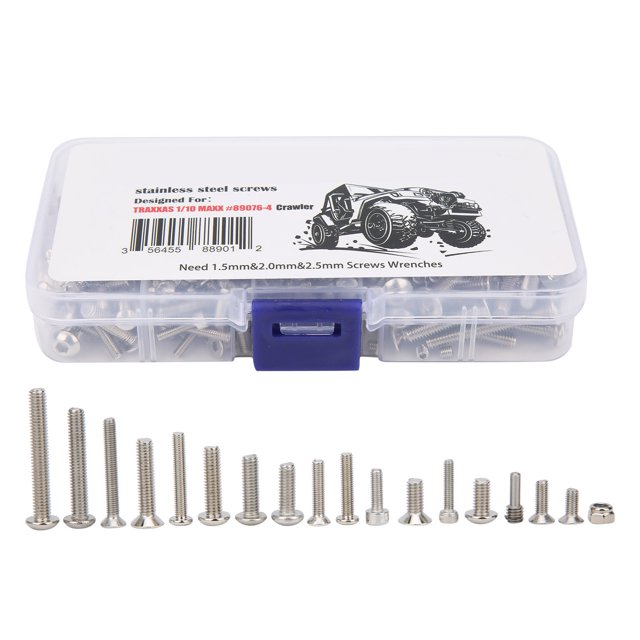 Rc Car Screws Kits,Universal 304 Stainless Steel Rc Screw Kit Screws Assortment Set, Ideal Accessory For Traxxas Maxx 1/10 Remote Control Car