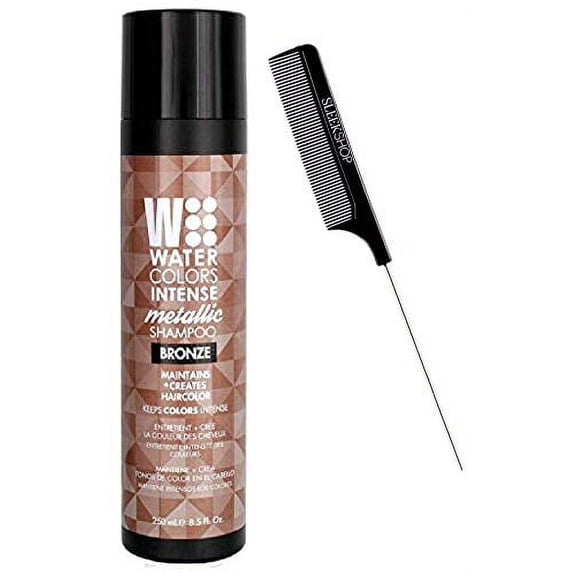 Watercolors by Tressa INTENSE METALLIC Color Depositing Sulfate-Free Shampoo, Haircolor (w/ Sleek Comb) Water Colors Hair Dye Wash (Intense Metallic Bronze - 8.5 oz) (PACK OF 2)