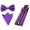 Purple, variant on Men Satin Solid Color Bowtie Y-Shape Suspenders Handkerchief Pocket Square Set