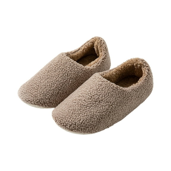 Vamuko Slip on Shoes for Woman Cute Fuzzy Memory Foam Slippers Winter Curly Warm House Slippers Non-Slip Plush Solid Socks Slippers Fluffy Slippers Brown 6
