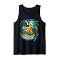 thumbnail image 1 of Tropical Parrot Tank Top - Vibrant Blue and Gold Macaw Design for Bird Lovers, 1 of 1