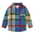 thumbnail image 3 of Cethrio Boys Plaid Shirts, 2025 Long Sleeve Collared Casual Button Down Shirts Blue Size 7, 3 of 5