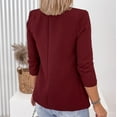 thumbnail image 5 of Lilgiuy Women Business Attire Solid Color Long Sleeve Cardigan Top Jacket Coat Wine，6（M） Winter Clothes for 2022, 5 of 5