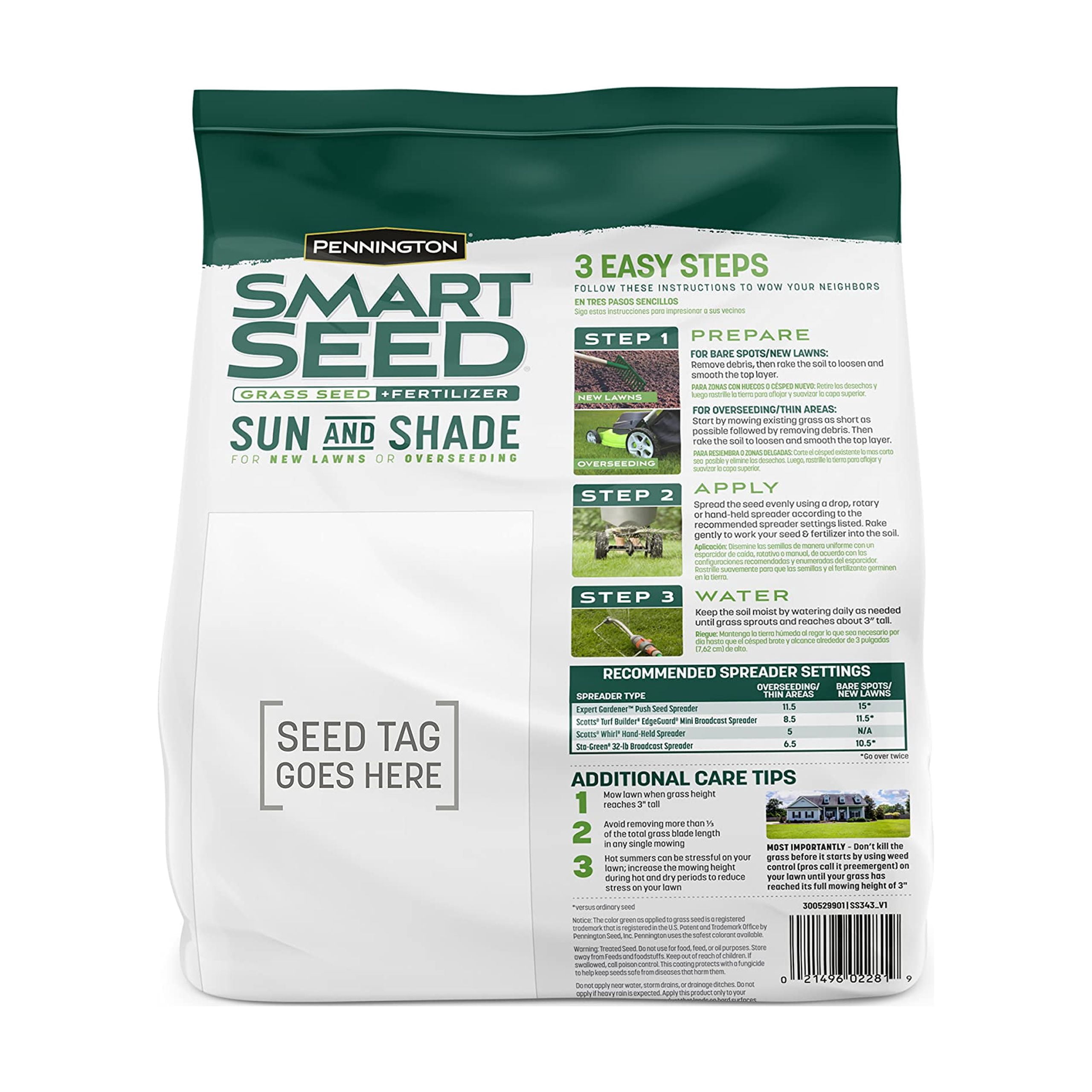Pennington Smart Seed Sun and Shade MVR1&nbsp;Tall Fescue Grass Seed Mix for Southern Lawns 3 lb