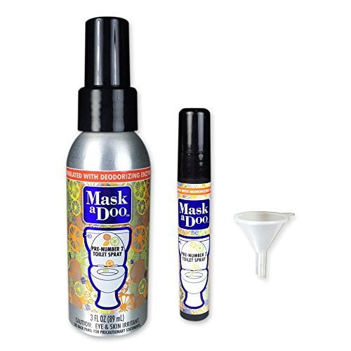 Sani 360 MaskaDoo Toilet Deodorizer Spray - As Seen On TV - Portable Toilet Odor Neutralizer Spray 3oz Bottle with 5ml Refill and Funnel, Citrus Peppermint Scent