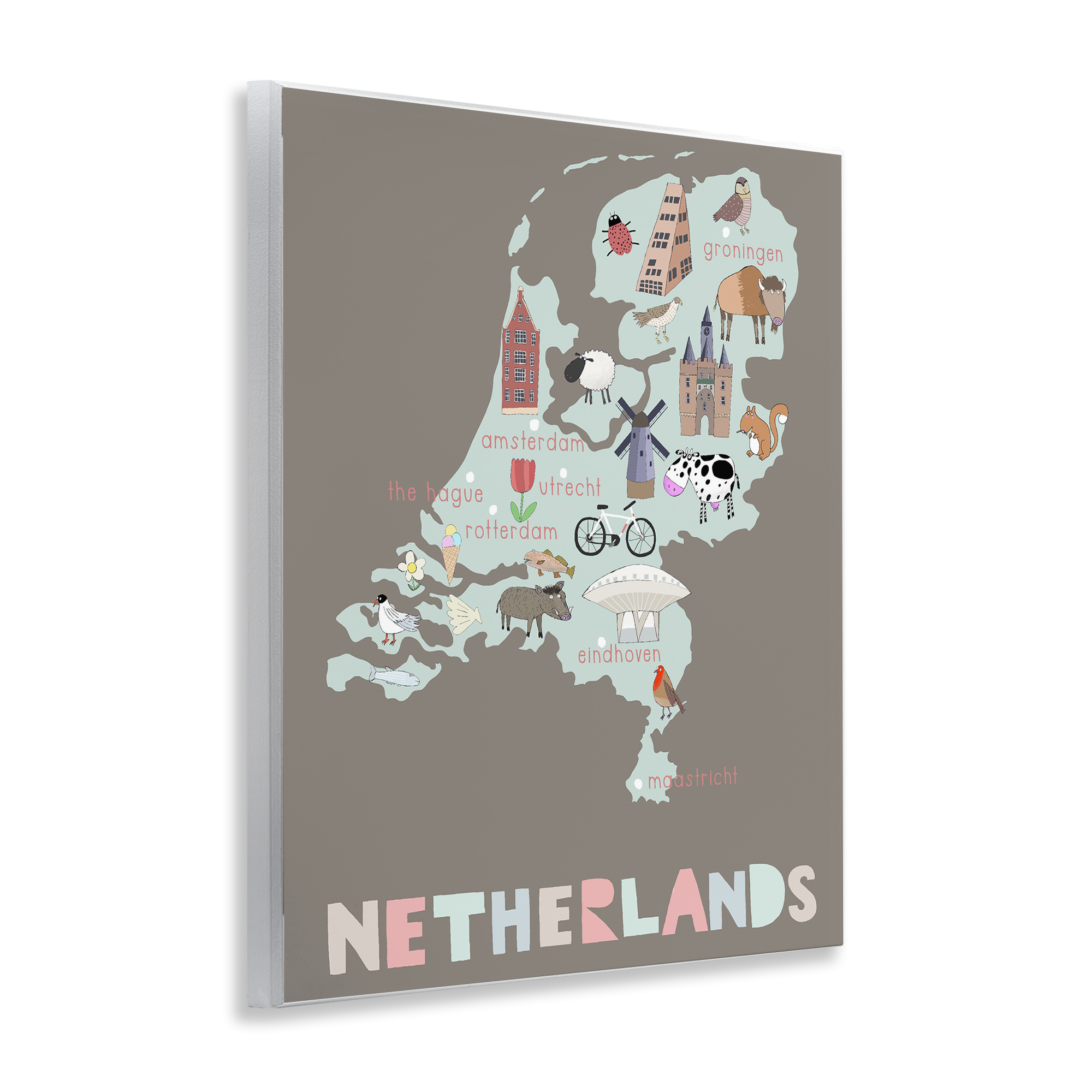 Kid's Map of Netherlands Wall Plaque Art, design by Carla Daly
