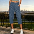 thumbnail image 5 of AKOEE Cargo Capris for Women High Waist Multi Pockets Lightweight Quick Dry Workout Summer Casual Capri Pants (XL, Navy), 5 of 7
