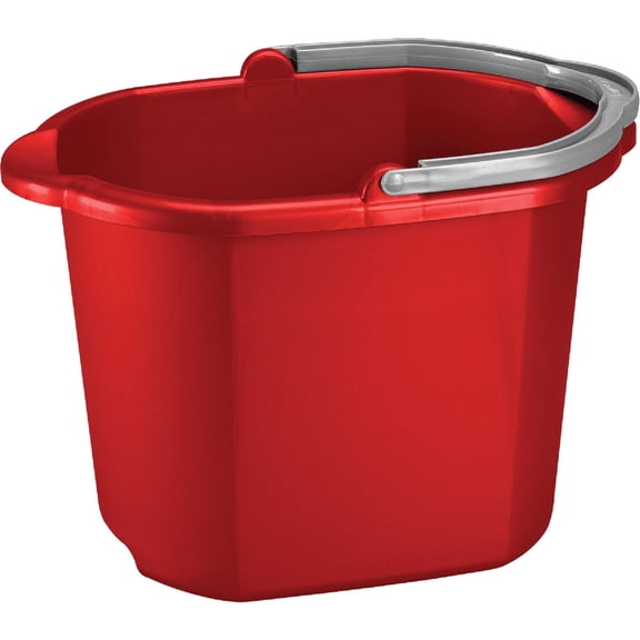 16 Quart 15L Heavy Duty Sturdy Dual Spout Rectangular Pail Bucket Organizer Household Cleaning Supplies Projects Mopping Storage Comfortable Durable Grip Pour Handle-Red (2)