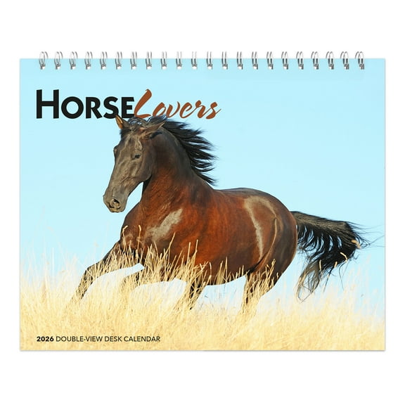 Horse Lovers | 2026 7.5x6" Monthly Double-View Easel Desk Calendar | BrownTrout