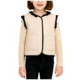 thumbnail image 2 of Chaqueta cálida sin mangas con botones de color liso para niños, chaqueta informal con capucha, blusa de poliéster para niños, 2 of 9