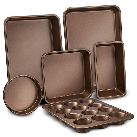 NutriChef Kitchen Oven Non Stick Carbon Steel Tray 6 Piece Bakeware Set