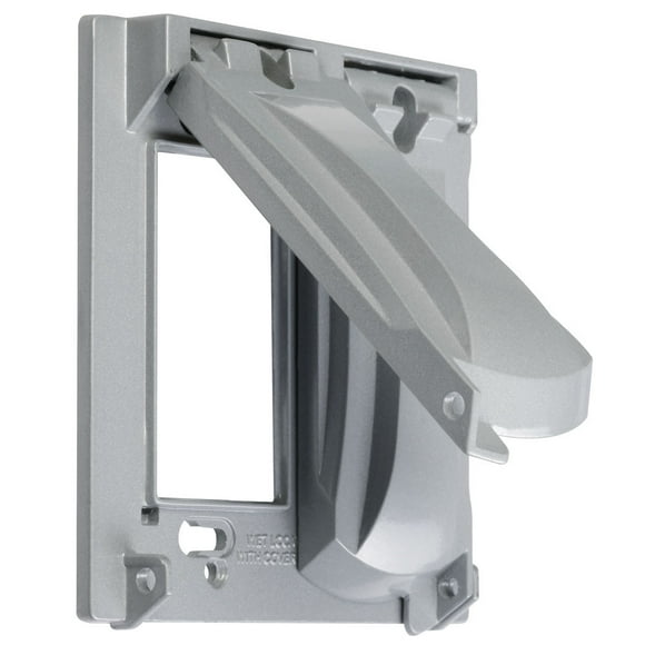 Hubbell-Bell MX2050S Two Gang Two Device Flat Metal Weatherproof Receptacle Cover, Grey
