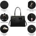 thumbnail image 4 of YOUI-GIFTS Laptop Tote Bag for Women, Waterproof PU Leather Work Computer Satchel Bags 15.6 Inch Briefcase Bag with USB Charging Port Office Shoulder Messenger Purse 2pcs Set, Black, 4 of 7