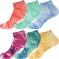 thumbnail image 4 of BambooMN Women's Bamboo Athletic Tie Dye Ankle Socks - Purple- 2 pairs, 4 of 6