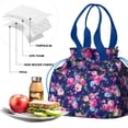 thumbnail image 4 of Pioneer Flower Floral Print Pattern Drawstring Lunch Bag Women - Drawstring Lunch Bag Insulated for Work Office - Stain-Resistant Large Lunchbags for Women with Multi-Pockets, 4 of 6