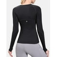 thumbnail image 3 of BALEAF Women's Long Sleeve Lightweight Yoga Running Sport Shirts Underscrub with Thumb Holes Black S Black 2XL, 3 of 7
