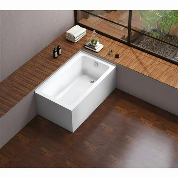 Aqua Eden 54 in. Acrylic Alcove Tub with Right Hand Drain, White