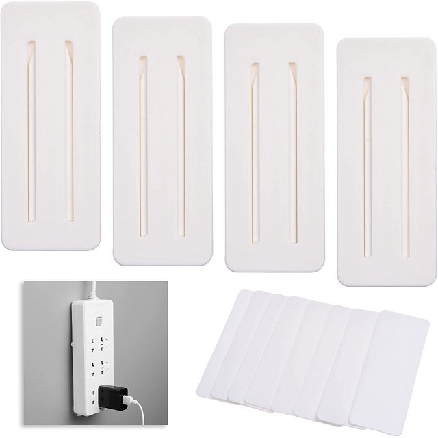 CHAO 10 soportes para regletas de enchufes autoadhesivos, fijador de bloque de extensión de pared sin taladros, diseño deslizante y fácil de instalar