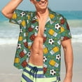 thumbnail image 3 of Fotbe Beer And Soccer Hawaiian Shirt for Men Unisex Summer Beach Casual Short Sleeve Cotton Linen Button Down Shirts-3X-Large, 3 of 5
