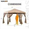 thumbnail image 3 of Sunjoy James 11x11 ft. Outdoor Portable Hexagon Steel Frame Soft Top Pop Up Gazebo, Instant Canopy&Tent, Mesh Sidewalls and Carry Bag Included, Tan & Brown, 3 of 7
