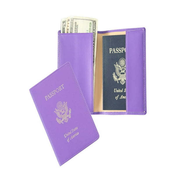 Royce Leather Foil Stamped Passport Jacket Purple