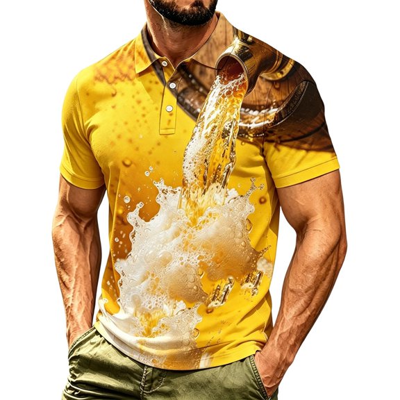 Men's Classic Polo Shirt Short Sleeve Shirts Festival Theme Print Collar Polo Shirt Top