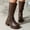 Brown, variant on Knee High Boots for Women Adjustable Buckles Chunky Low Heel Fashion Lug Sole Motorcycle Boot Black 5.5