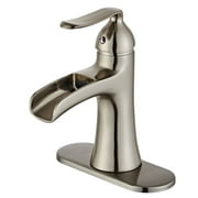 Wovier Brushed Nickel Waterfall Bathroom Sink Faucet with Supply Hoses and Plate,Single Handle Single Hole Lavatory Faucet,Basin Mixer Tap Commercial