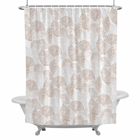 Summer Brown Sea Shell Bathroom Shower Curtain, Nautical Coastal Abstract Ocean Seashell Waterproof Washable Soft Bath Curtain for Bathtub Decor with 12 Hooks&Grommet, 36x78 Inch