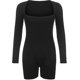 thumbnail image 2 of 26-27 Long Sleeve V-neck Rompers For Women - Bodycon Stretchy Jumpsuit Bodysuit With Shorts, 2 of 5