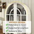 thumbnail image 3 of 71" Tall Arched Kitchen Pantry Storage Cabinet with 2 Drawer & 2 Door, 6 Tier Farmhouse Wood Pantry Arched Cabinet with Glass Door & Adjustable Shelves for Kitchen Dining Room Living Room, White, 3 of 8