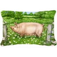thumbnail image 1 of Pig in Dasies by Debbie Cook Fabric Decorative Pillow, 1 of 1