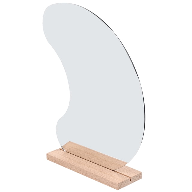 BRIGHTFUFU Espejo Irregular De Acrílico Para Con Base De Madera Ideal Para Uso Diario