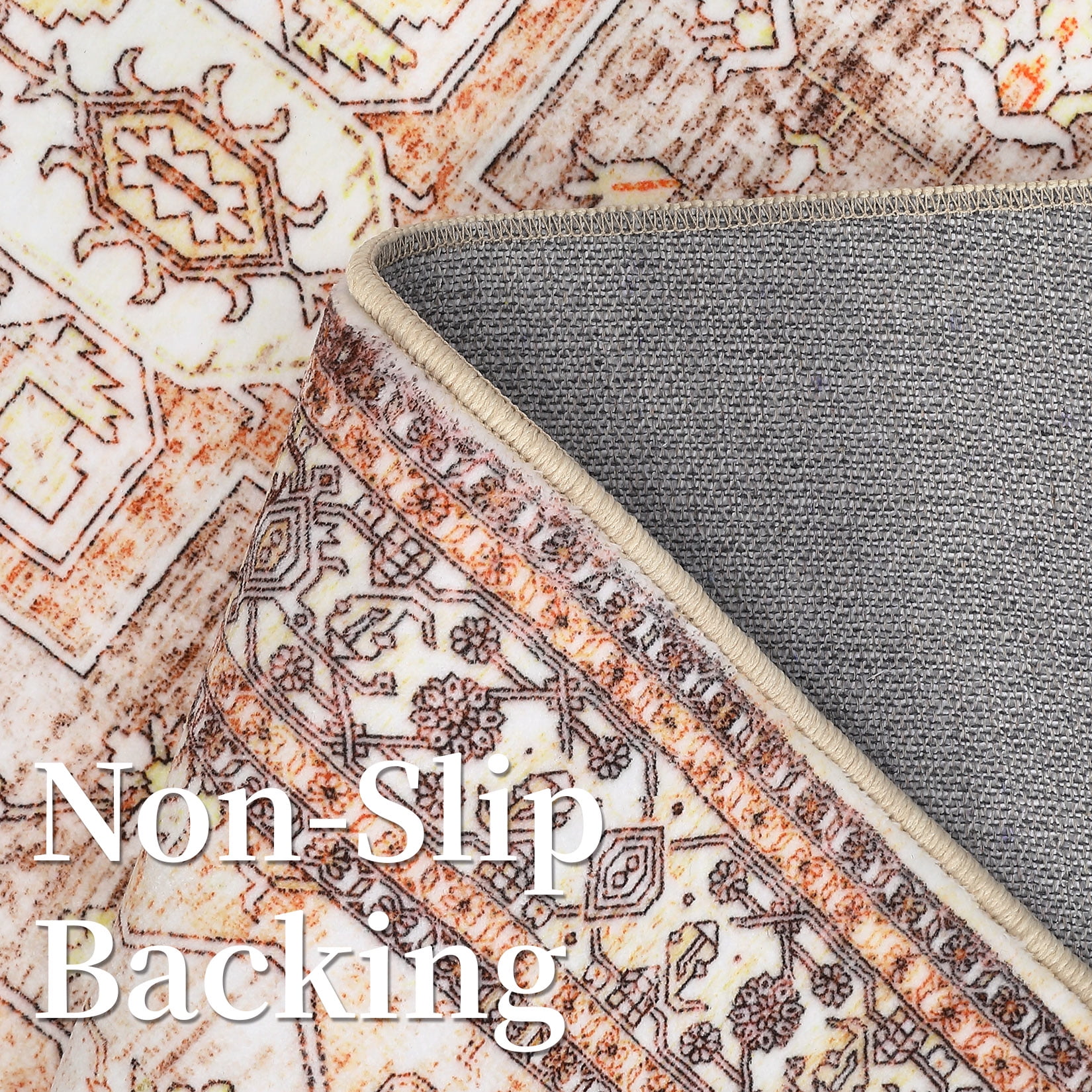 HOMERRY Runner Rug 2' x 6' Bedroom Rug Boho Distressed Area Rug&nbsp;for Living Room, Rust Red
