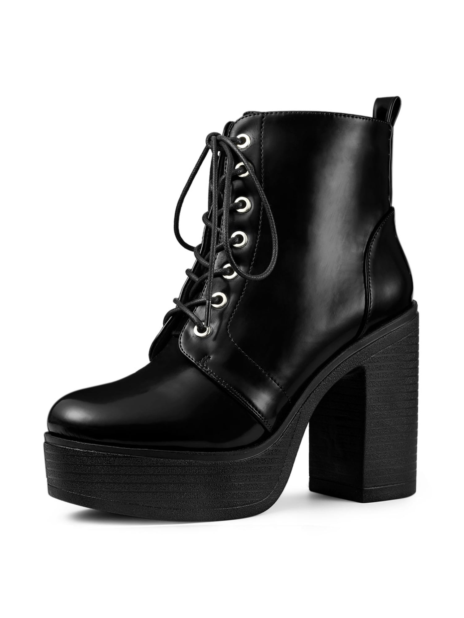 leather combat boots with heel