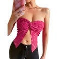 thumbnail image 3 of Coduop Women Twist Front Letter Embroidery Crop Tube Top Strapless Sleeveless Bandeau Cropped Tops, 3 of 7