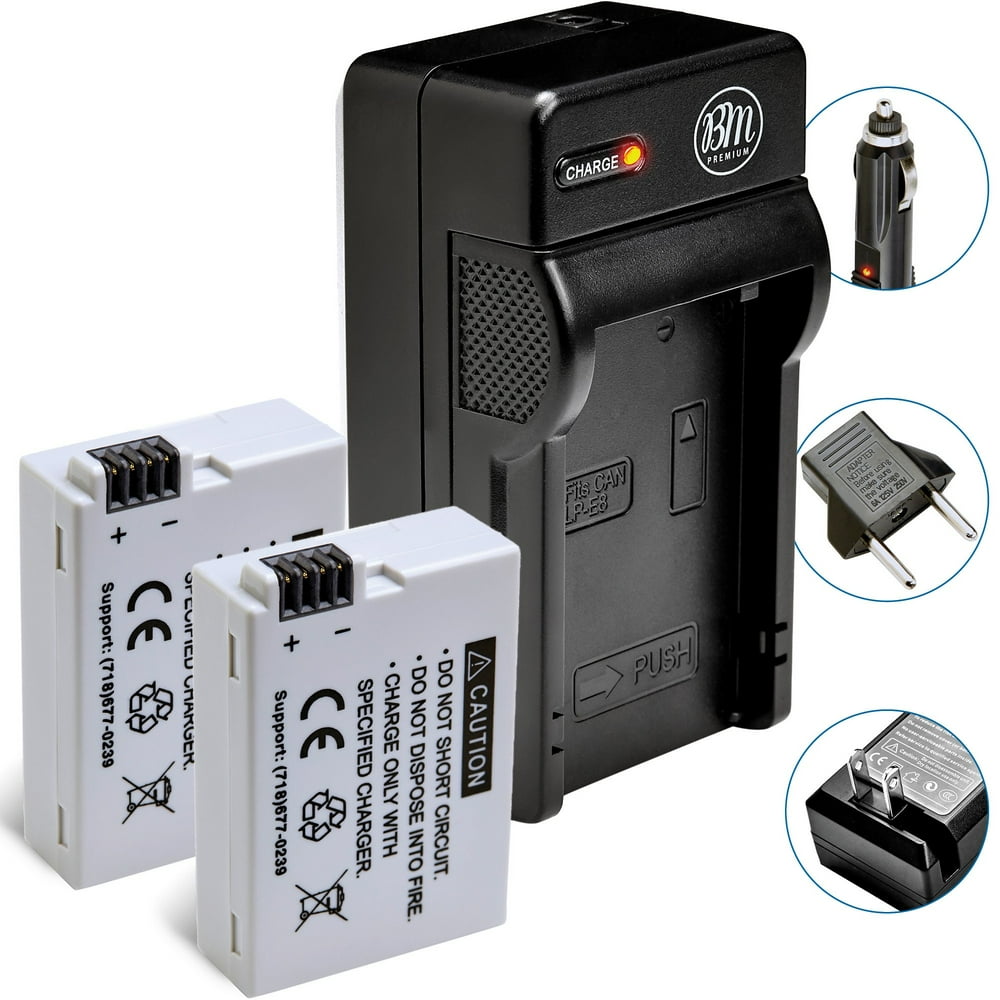BM Premium 2Pack of LPE8 Batteries and Battery Charger for Canon EOS