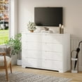 thumbnail image 5 of White 8-Drawer Dresser, Lofka 47" Wide Extra Deep Storage Cabinet for Bedroom & Living Room - Sturdy Wooden Chest with Smooth Gliding Drawers, Minimalist TV Stand & Organizer, 5 of 11