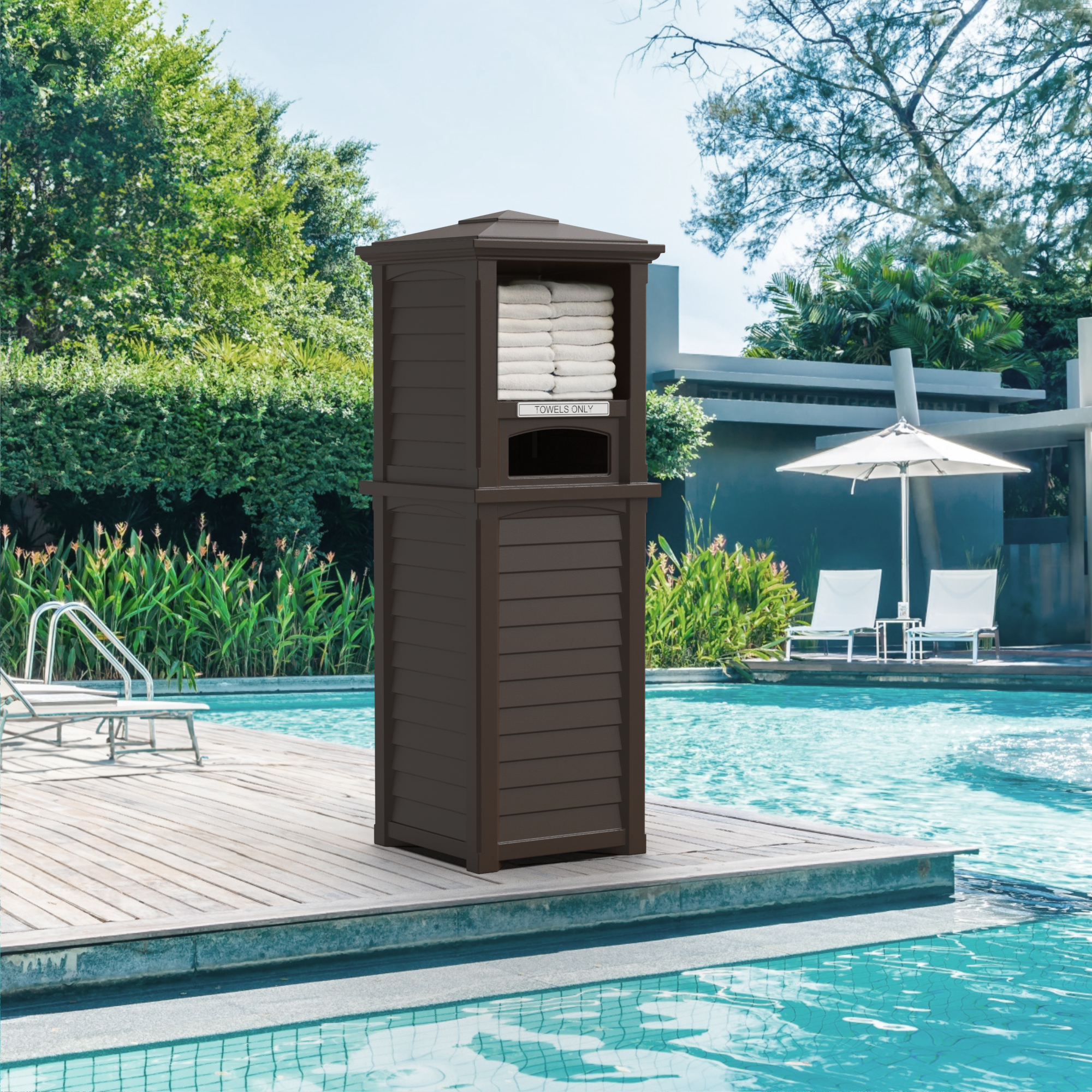 Mayne Lakeland Plastic Pool and Spa Towel Bar Valet, Espresso, 2 Piece