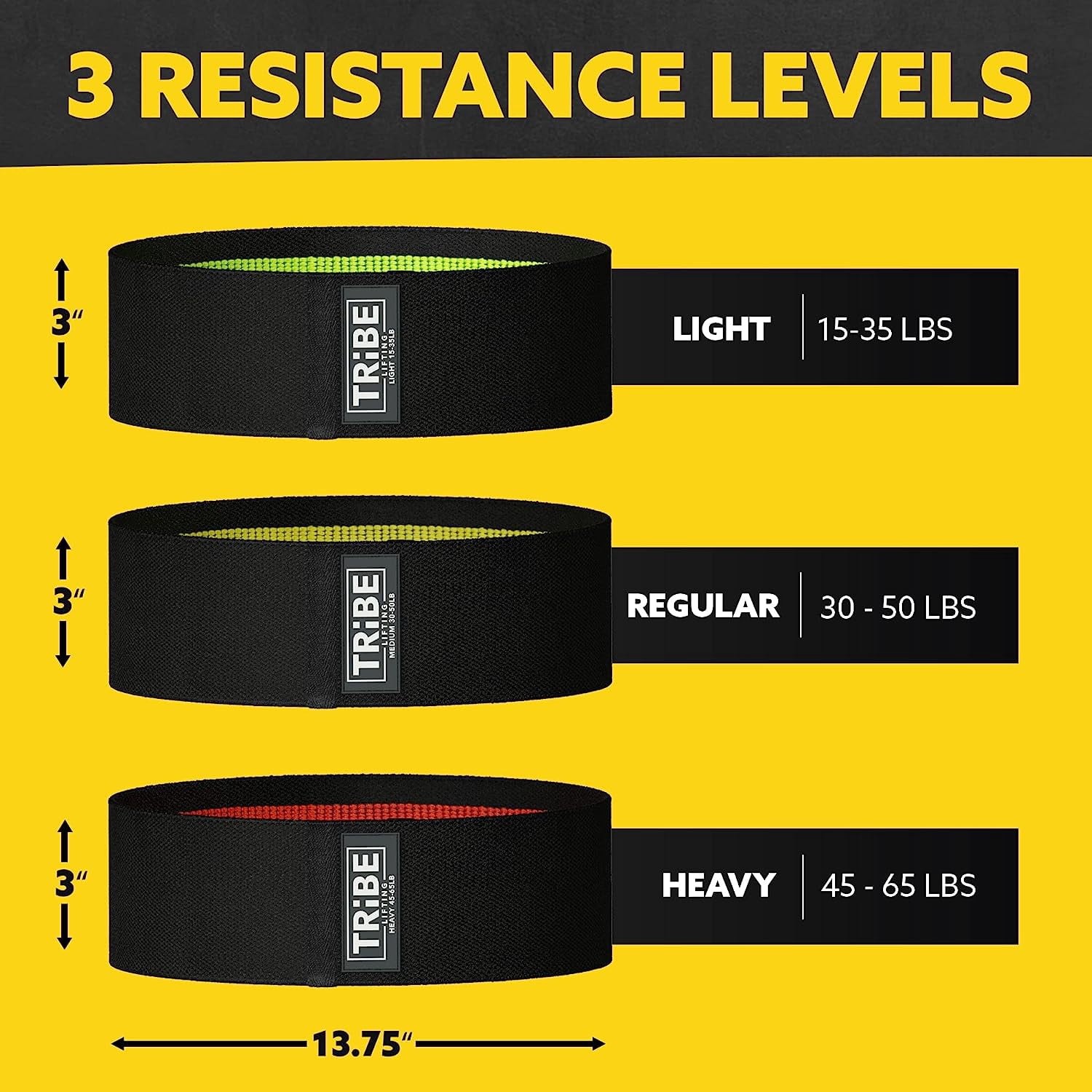 JJEAN-Resistance Bands for Working Out - 3 Pack Fabric Workout Bands for Women and Men - Booty Bands for Legs and Glute - Non Slip Exercise Bands Set for Squat Hip Thigh