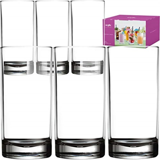 Acrylic Highball Drinking Glasses  Tumbler Cups Set of 4 14 And 16 OZ BPA Free 