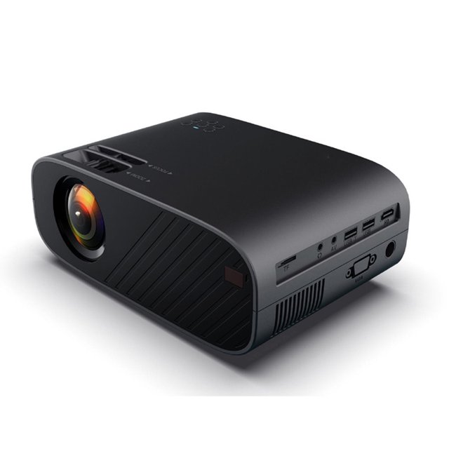Lankey Proyector Básico para Películas al Aire Libre con Pantalla de 100″ Proyector Portátil Full HD Compatible con TV Box Smartphone USB Tarjeta SD Lankey Proyector