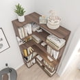 thumbnail image 3 of Leumius 5 Tier Freestanding L-Shaped Corner Bookshelf,Wooden Bookcase with Anti-drop Panel and Anti Tipping Device, Display shelf Open Storage,Dark Brown, 3 of 18