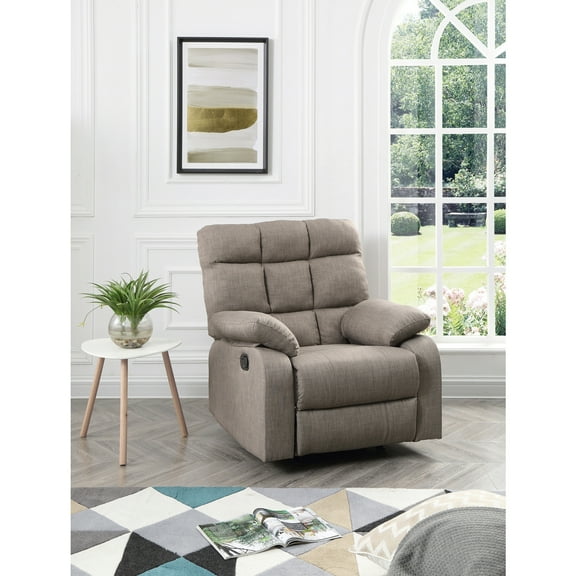 Glory Furniture Cindy Twill Fabric Rocker Recliner in Gray