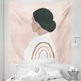 thumbnail image 1 of Modern Tapestry, Pastel Illustration of Lady with Star Earring Hair Bun Soft Rainbow, Fabric Wall Hanging Decor for Bedroom Living Room Dorm, 5 Sizes, Pale Rose Tan and Dark Grey, by Ambesonne, 1 of 1