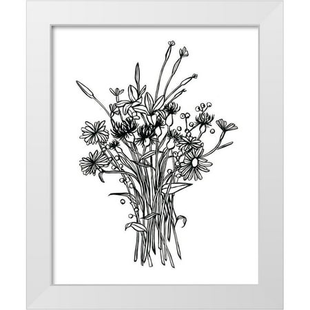 Scarvey Emma 15x18 White Modern Wood Framed Museum Art Print Titled - Black and White Bouquet I