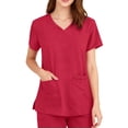 thumbnail image 4 of Scrub for Women Modern Classic V-Neck Top with Pockets, 4-Way Stretch, Ultra Soft & Breathable Fabric Red M, 4 of 4