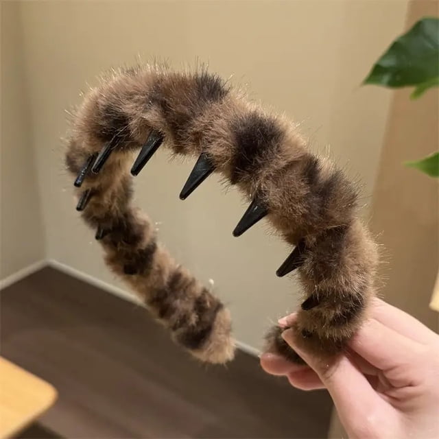 Fiudx Diadema de Leopardo, Aro de Leopardo con Agarre Cómodo, Banda Ondulada Antideslizante para Los Dientes, Elegante Diadema En Forma de U, Ideal para Día a Día, para Mujeres, Hombres y Adolescente
